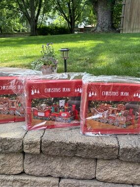 Cardboard Christmas train boxes to hold presents